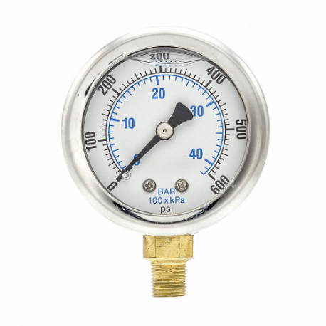 Pic Gauges 201L-208K | 20TV07 | Industrial Pressure Gauge, 0 To 600 Psi ...