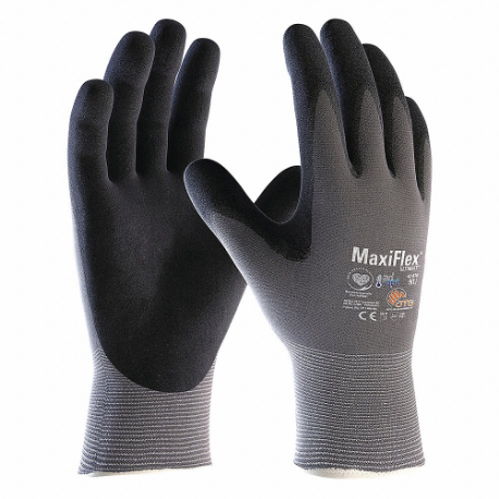 Coated Glove, S, Foam, Microporous Nitrile, ANSI Abrasion Level 3, 12 Pack