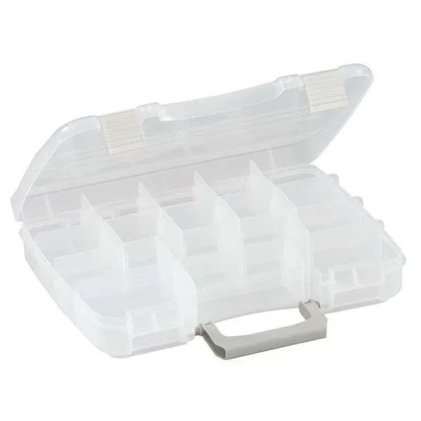 Scatola portaoggetti regolabile con 5-17 scomparti, plastica, 2 1/4 pollici di altezza x 8-1/2 pollici di larghezza