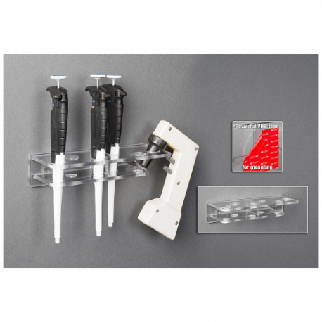 Pipette and Pipette Filler Bracket, Holds 5 Pipettors and 1 Pipette Aid, VHB Tape, PETG
