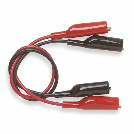Cable de conexión, extremos con clip de cocodrilo, 24 pulgadas de largo, negro/rojo, niquelado, 1 pieza