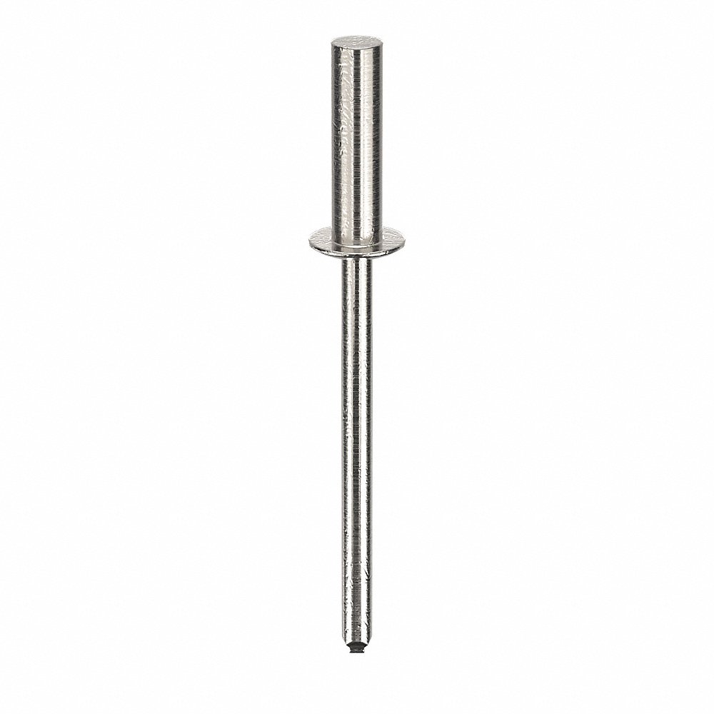 Rivetto cieco, 1/8 pollici di diametro rivetto, alluminio, 0.487 pollici di lunghezza rivetto, anello di presa da 0.251 pollici a 0.312 pollici, 500 pezzi