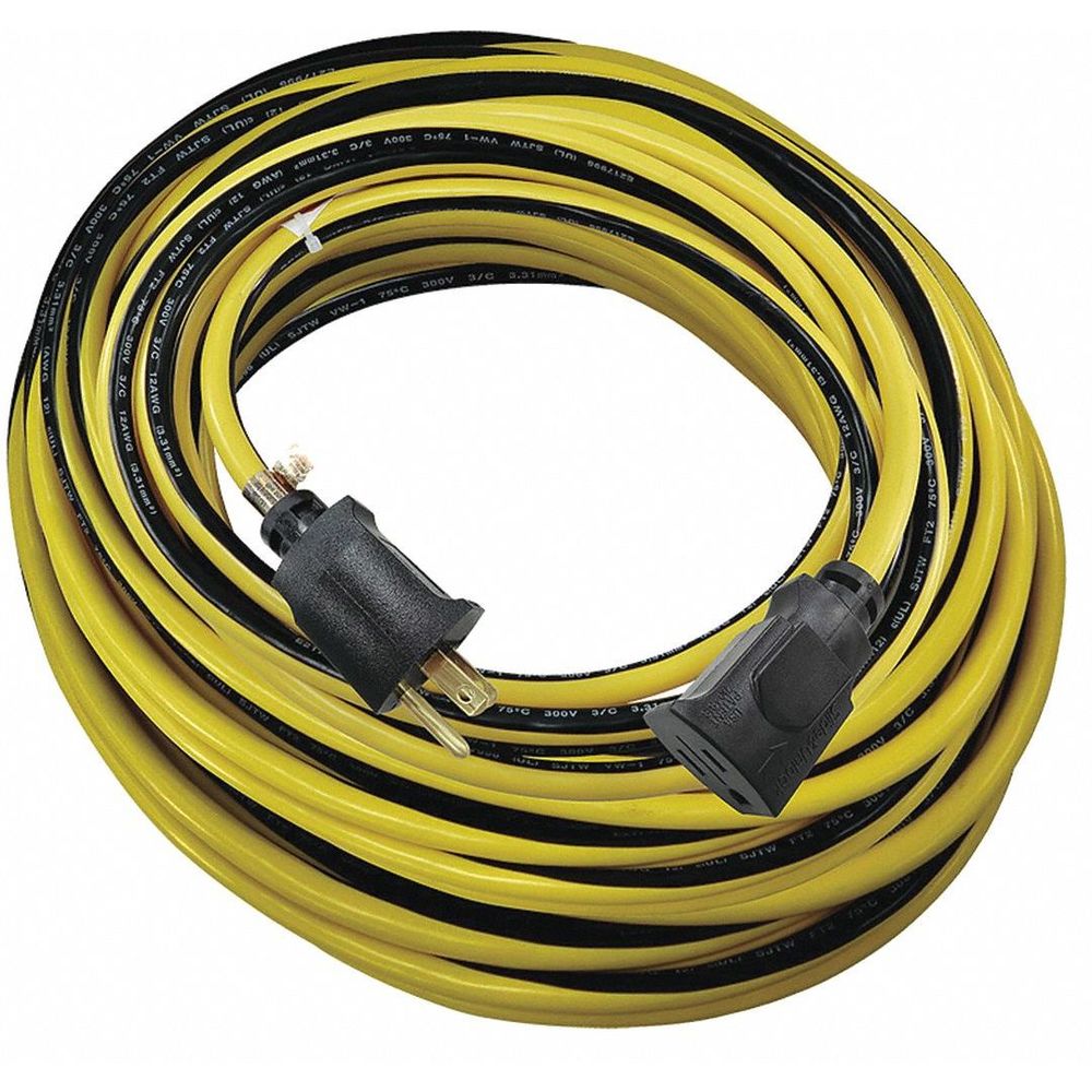 100 ft. Locking Extension Cord, Max Amps 15.0, No. of Outlets 1, Yellow
