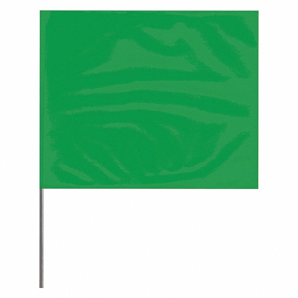 マーキングフラグ、2 1/2 インチ x 3 1/2 インチ、旗サイズ、スタッフ高さ 21 インチ、緑、空白