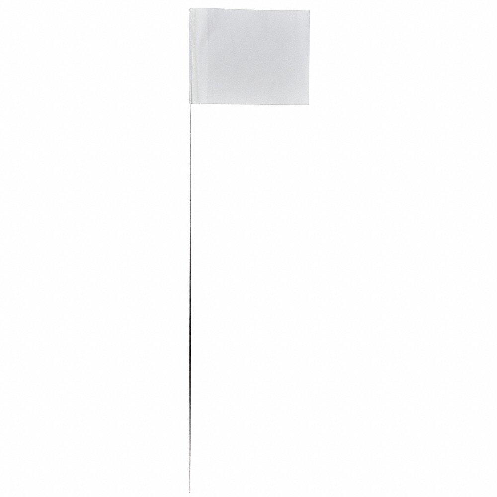 Bandera de marcado, tamaño de bandera de 2 1/2 pulgadas x 3 1/2 pulgadas, altura del bastón de 21 pulgadas, blanco, en blanco