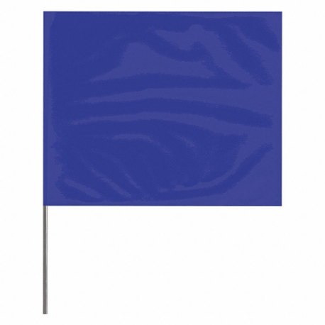 Marking Flag, 4 x 5 Inch Flag Size, 30 Inch Staff Ht, Blue, Blank, No Image, Solid