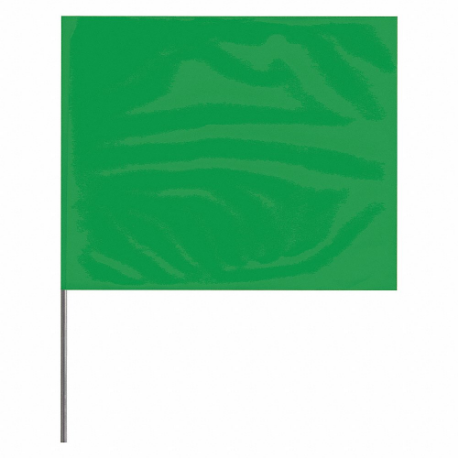Bandera de marcado, tamaño de bandera de 2 1/2 pulgadas x 3 1/2 pulgadas, altura del bastón de 30 pulgadas, verde, en blanco