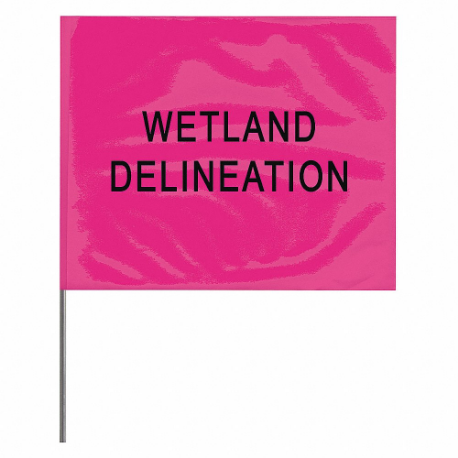 Markeringsflag, 4 x 5 tommer flagstørrelse, 30 tommer Staff Ht, Fluorescerende Pink, vandlinje