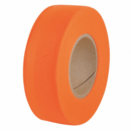 Biodegradable Flagging Tape, Fluorescent Orange, 1 Inch Roll Width, 100 ft Roll Length