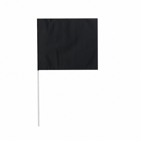 Marking Flag, 4 Inch x 5 Inch Flag Size, Black, Blank, No Image, Solid, Fiberglass
