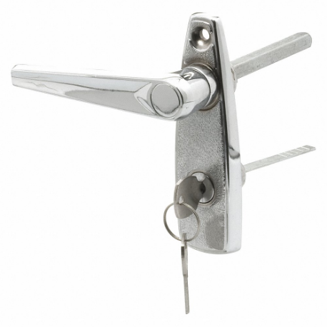 Handle and Locking Unit, Chrome, Chrome, 5 Inch Length, 5 Inch Wide