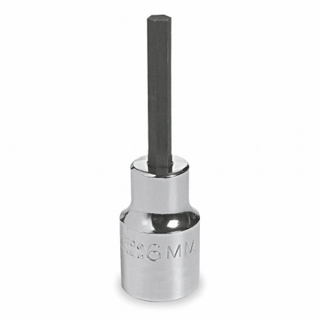 Socket Bit, 1/2 Inch Drive Size, Hex Tip, 18 mm Tip Size, 4 Inch Length, Metric