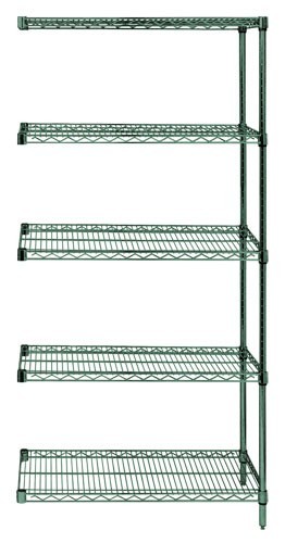 Wire Shelving, 5 Shelf Add-On, 21 x 48 x 86 Inch Size, Proform Green Epoxy