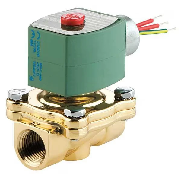 120V AC Brass Solenoid Valve, Normally Open, 2 1/2 Inch Pipe Size