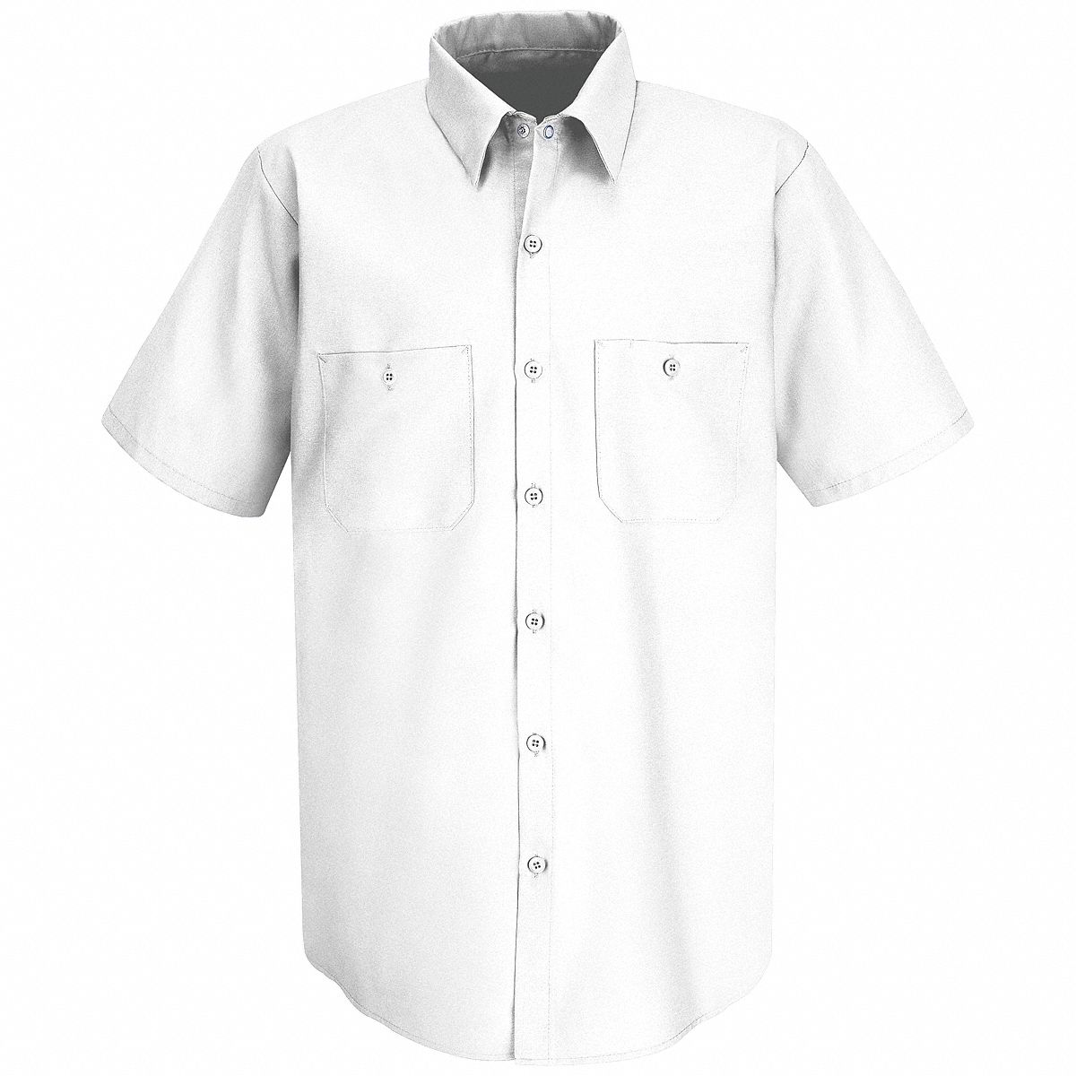 White Short Sleeve Work Shirt, S Size, 65% Polyester, 32 1/2 Inch To 36 Inch Chest Size