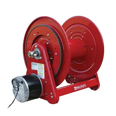 Carrete de manguera accionado por motor, 12 V CC, diámetro interior de 1 pulgada, longitud de manguera de 150 pies