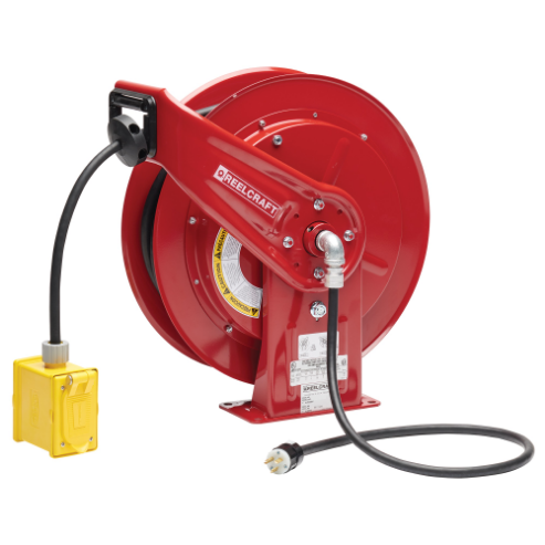 REELCRAFT L 70100 123 7A Power Cord Reel, With Duplex Outlet Box, Cable Length 100 Feet, 20A | BT6PPE