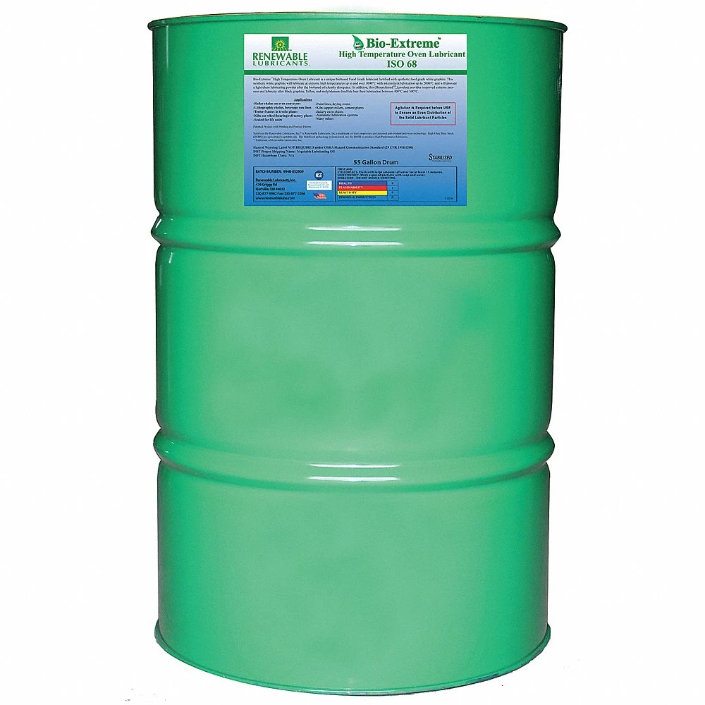 RENEWABLE LUBRICANTS 81856 Bio Extreme Ht Oven Lubricant, Grade 68, Drum 55 Gallon Capacity | CD4AAW