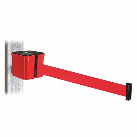 Retractable Belt Barrier, Red, Red, 20 ft Belt Length