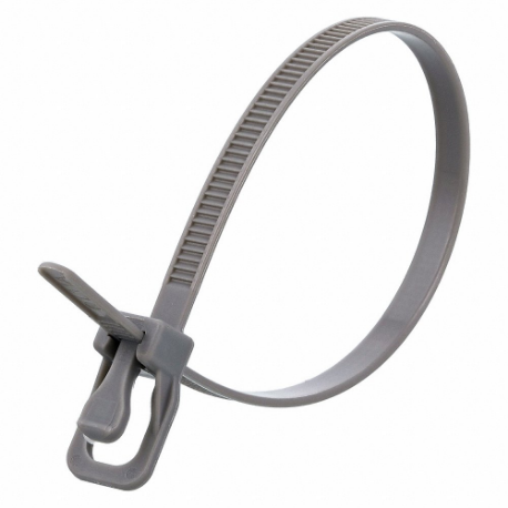 Releasable Cable Tie, 14 Inch Length, Gray, Max. 87 mm Bundle Dia, 50 Lb Tensile Strength
