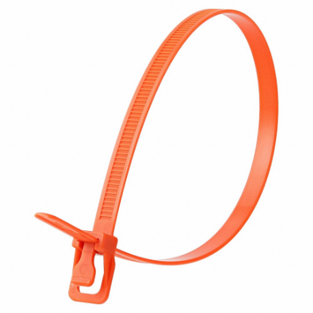 Releasable Cable Tie, 14 Inch Length, Orange, Max. 100 mm Bundle Dia, 20 PK