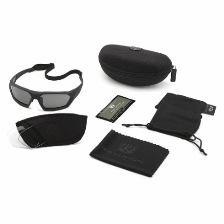 Safety Glasses, Wraparound Frame, Full-Frame, Black, Black, Unisex
