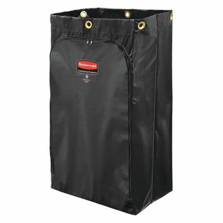 กระเป๋าไวนิลสำหรับรถเข็นทำความสะอาด ความจุกระเป๋า 24 แกลลอน สูง 17 1/4 นิ้ว สีดำ