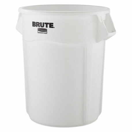 垃圾桶，圓形，白色，容量 55 加侖，寬度/直徑 26 1/2 英寸，高度 33 英寸