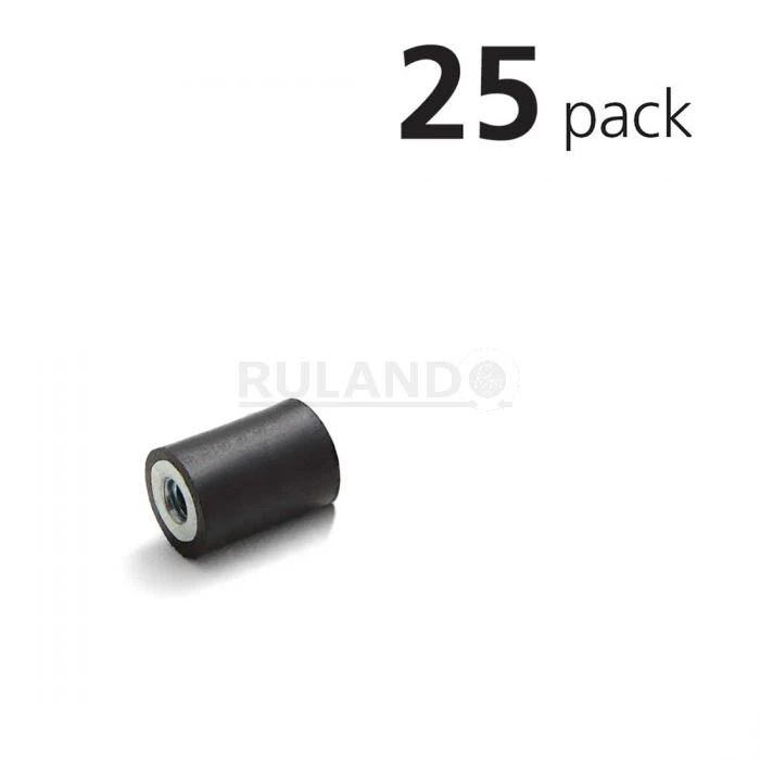 Vibration Isolation Mount, 15mm O.D., M4 Tapped Holes, 4mm Tapped Hole Depth, Pack Of 25