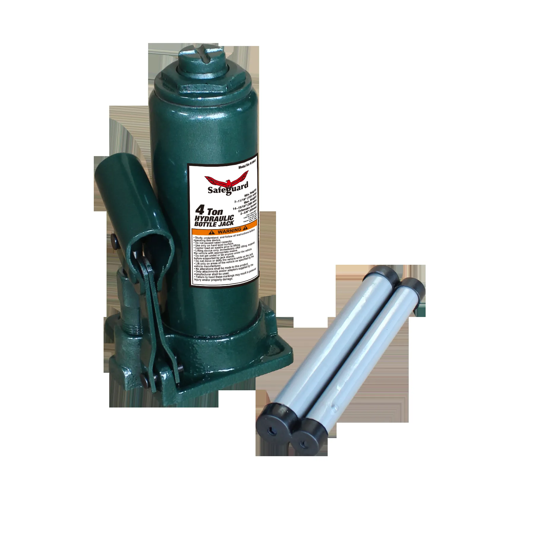 Bottle Jack, Steel, 4 Ton Capacity