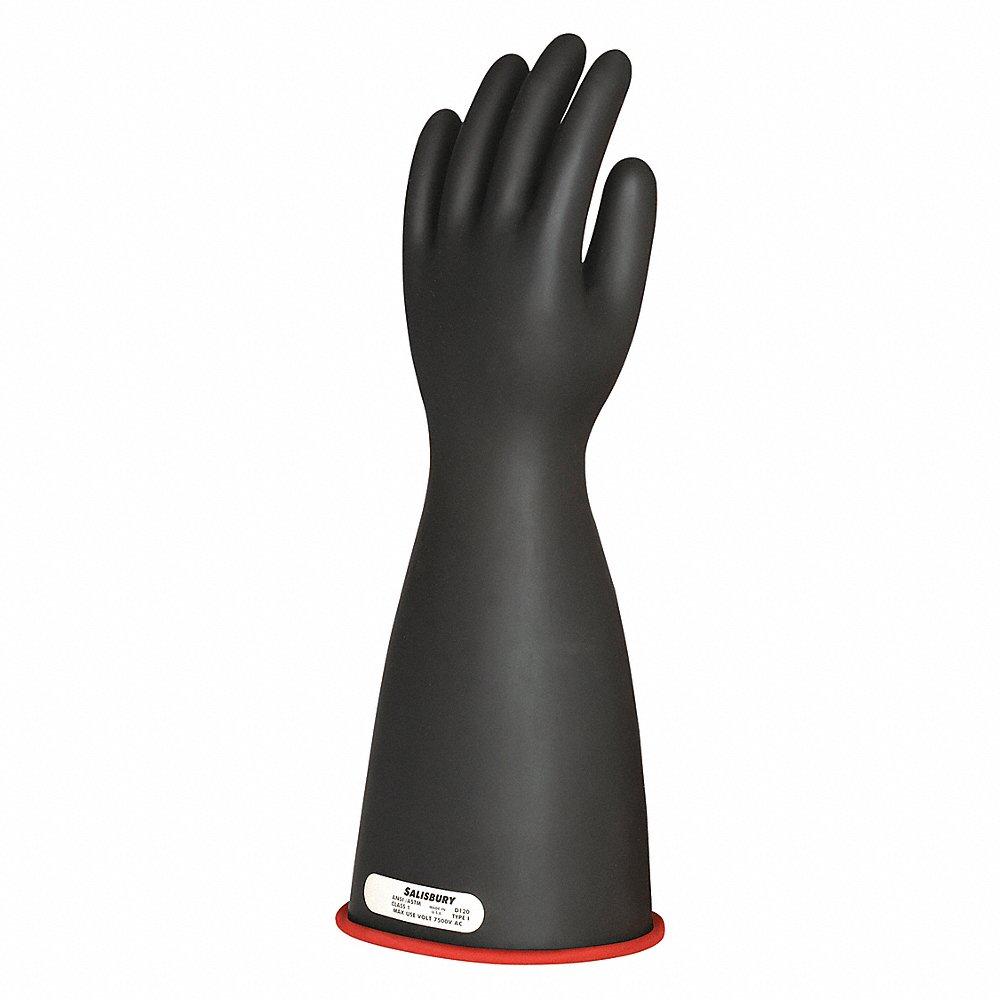 Rękawice elektroizolacyjne, 7500 V AC/11,250 XNUMX V DC, prosty mankiet, czarno-czerwone