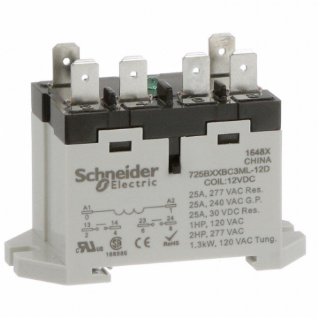 Enclosed Power Relay, Din-Rail & Surface Mounted, 25 A Current Rating, 12VDC, Dpst-No