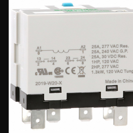 Enclosed Power Relay, Socket Mounted, 25 A Current Rating, 24VDC, 6 Pins/Terminals