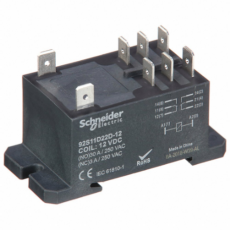 Enclosed Power Relay, Din-Rail & Surface Mounted, 30 A Current Rating, 12VDC, Dpdt