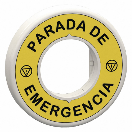 Legend Ring, PARADA DE EMERGENCIA, Round, Plastic, Black/Yellow, 60 mm Ht