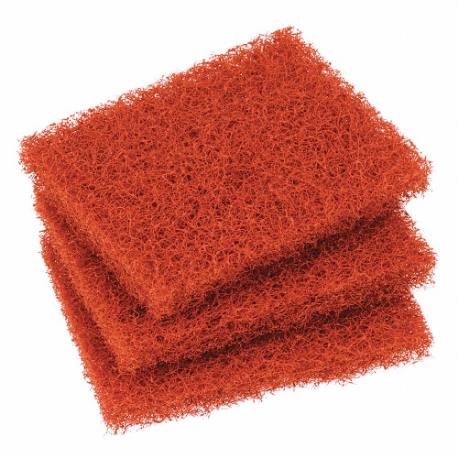 Scouring Pad, Resin, 5 1/4 Inch Length, 4 Inch Width, 3/4 Inch Height, Orange, 6 PK