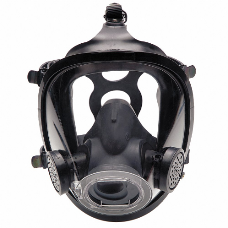Full Face Respirator, EPDM Rubber, 5 pt with Rubber Headnet, Bayonet, M Mask Size, Rubber