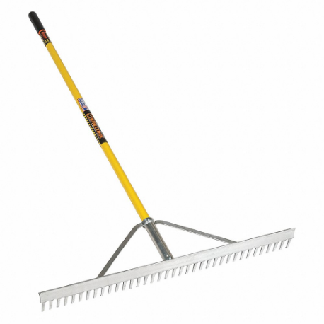 Rastrillo para paisajismo STRUCTRON, tamaño de 36 pulgadas, mango amarillo de 66 pulgadas