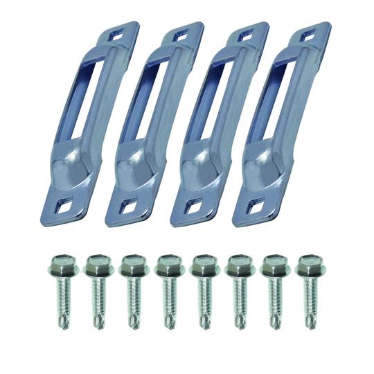 E Strap Anchor, With Self Drilling Screw, Zinc, 4 Pack