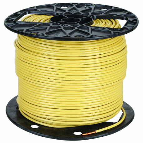Building Wire, 14 AWG Wire Size, 1 Conductors, Yellow, 2, 500 ft Length, Solid, Nylon, PVC
