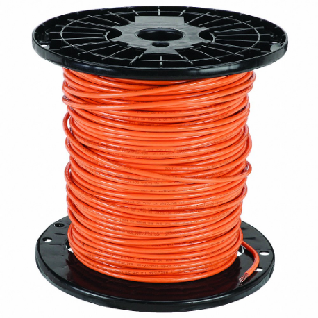 Building Wire, 6 AWG Wire Size, 1 Conductors, Orange, 500 ft Length, Stranded, Nylon, PVC