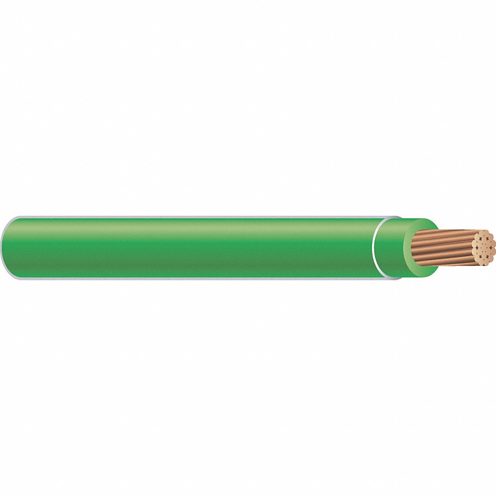 SOUTHWIRE COMPANY 55631502 Building Wire, 1/0 AWG Wire Size, 1 Conductors, Green, 500 ft Length, Stranded, Nylon, PVC | CP2DWG 4WZT1