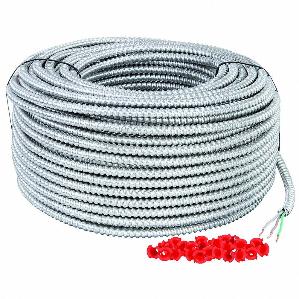 SOUTHWIRE COMPANY 68936401 Metal Clad Armored Cable, 2 with Insulated CU Ground Conductors, Silver, 250 ft Length | CU3CXA 446P38