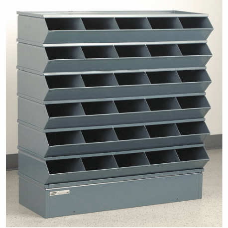 Sectional Stacking Bin Unit, 36 Inch X 13 Inch X 37 Inch Size, Std, 30 Compartments, Gray