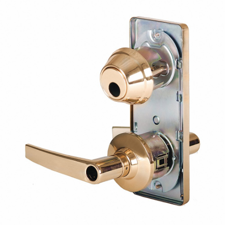 Lever Lockset, Grade 2, Qci250 Slate, Bright Brass
