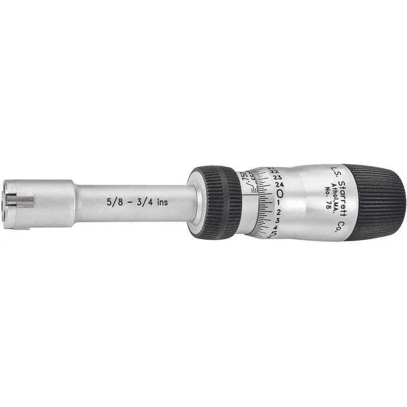 STARRETT 78XTZ-750 Mechanical 3-Point Inside Micrometer, 5/8 Inch to 3/4 Inch Range, +/-0.00015 Inch Accuracy | CU4NUC 30A294