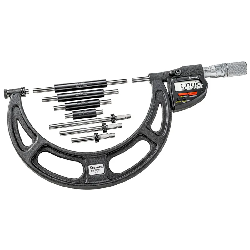 STARRETT W714.1AFLZ Wireless Digital Interchangeable Anvil Micrometer, Digital, Inch/Metric | CU4PFU 783R94