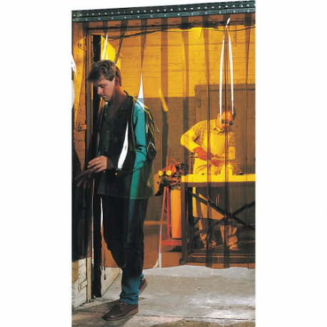 Welding Strip Curtain, Pvc, 6 Ft Height, 6 Ft Width, Amber, Pipe-Mount