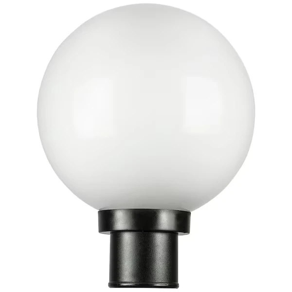 10-in Post Mount Globe Lght Fixture, 1 E26 Socket 60W Max, Wet Location, Wht Globe w/Blk