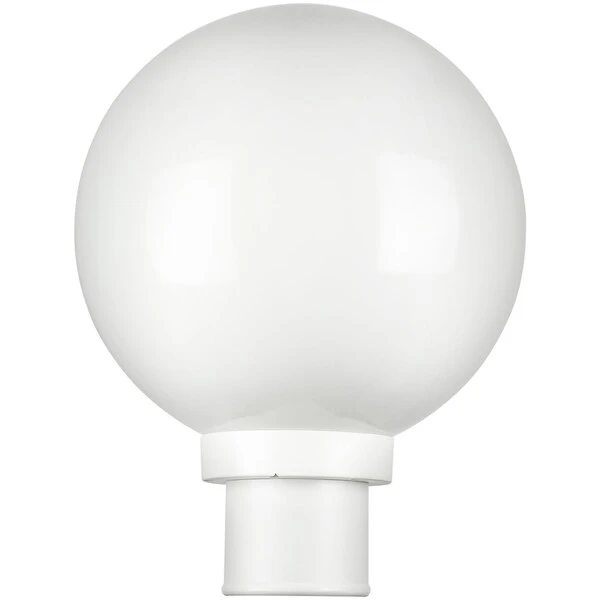 10-in Post Mount Globe Lght Fixture, 1 E26 Socket 60W Max, Wet Location, Wht Globe w/Wht